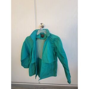 Eddie Bauer Women's Hooded Rain Jacket - Teal, Size S Vintage